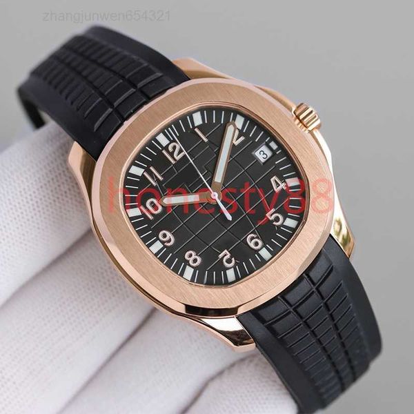 

watches elegant mens movement automatic pat 40mm comfortable rubber strap waterproof luminous quality wristwatches montre de luxe gold watch, Slivery;black
