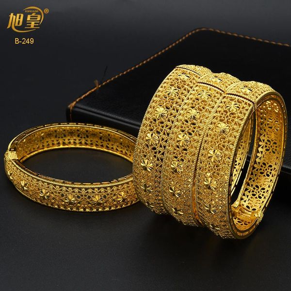 

bangle xuhuang dubai luxury gold color bangle indian 24k plated gold charm bangles arabic african bridal wedding party gifts wholesale, Black