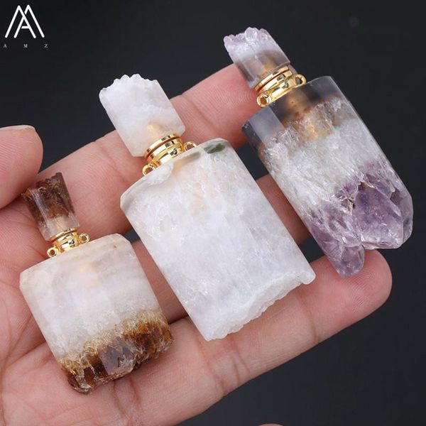 

necklaces fashion women small natural citrines quartz irregular amethysts quartz perfume bottles gold copper chain necklace efdg72amfe, Silver