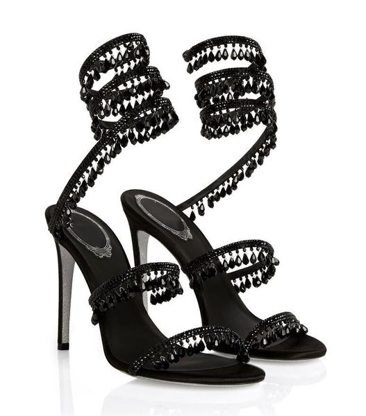 

renes-caovillas women dress shoes chandelier embellished leather sandals black sandal heel