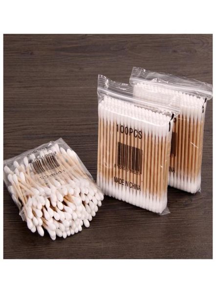 

whole 5bag ear clean cosmetic cotton ear head health makeup cosmetics jewelry clean cotton stick swab cotton buds wooden pad 8091304