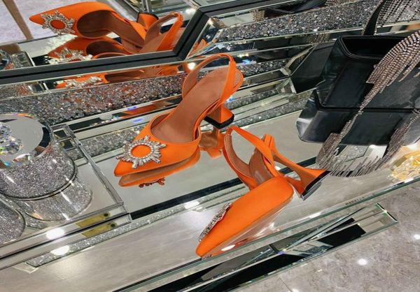 

amina muaddi double button sandals high heels new ladies pearl slippers colorful1255306, Black