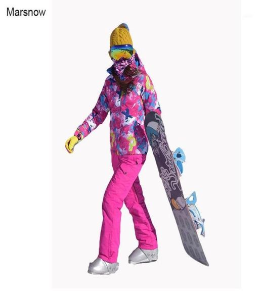 

marsnow brand women winter sport ski suits sets waterproof windproof thicken coats warm snowboarding skiing jacket and pant15456000