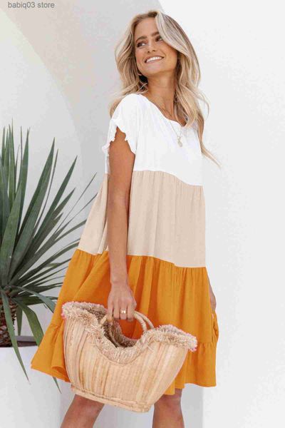 

maternity dresses summer maternity sundress contrast color dress pregnant women beach wear vestidos loose premama clothes patchwork 2021 ele, White
