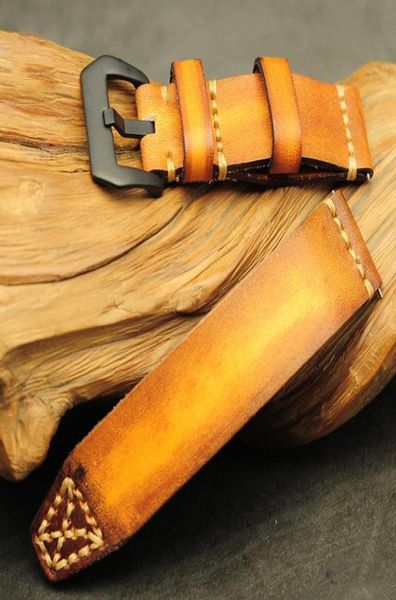 

onthelevel vintage pilot watch strap double layer leather handmade watchband 18mm 20mm 22mm 24mm wrist band e y190523012113500, Black;brown