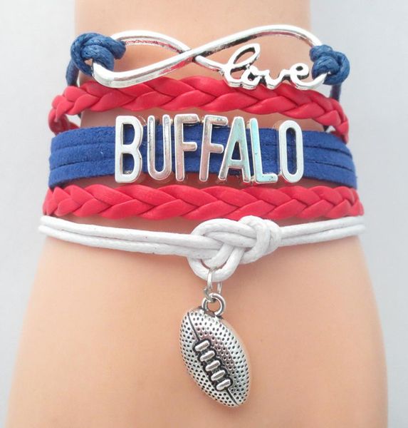 

jewelry infinity love buffalo football team bracelet royal blue red white sports friendship bracelets b090514981928, Golden;silver