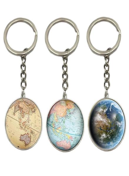 

earth globe art pendant keychains gift world travel adventurer key ring world map globe keychain jewelry8483992, Silver