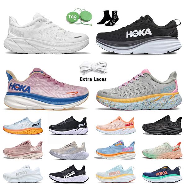 

hoka bondi 8 shoes women mens hokas clifton 8 9 running sports shoe triple white black cyclamen sweet lilac people trainers carbon x 2 on cl