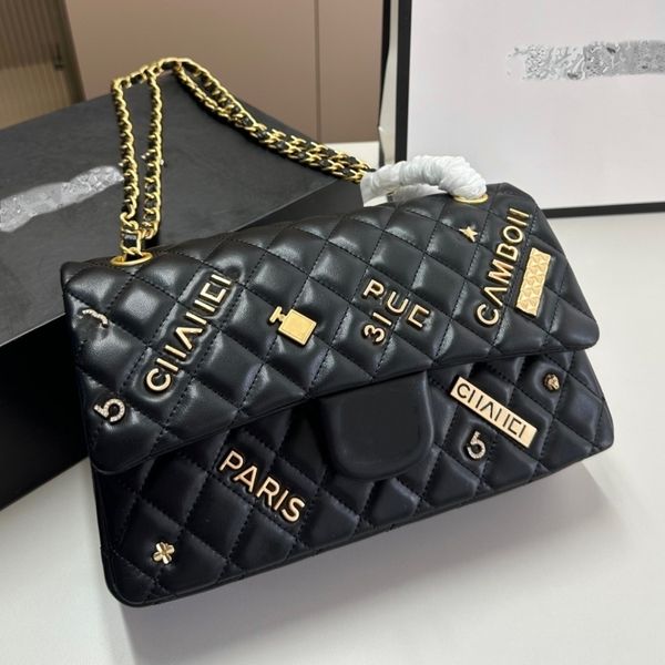 

classic designer shoulder bag badge series cf 25cm true sheepskin bag 2023 new single shoulder crossbody women's bag high beauty boutiq