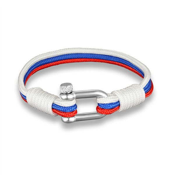 

classic design colorful paracord bracelet world cup flags bracelets jewelry for men, White