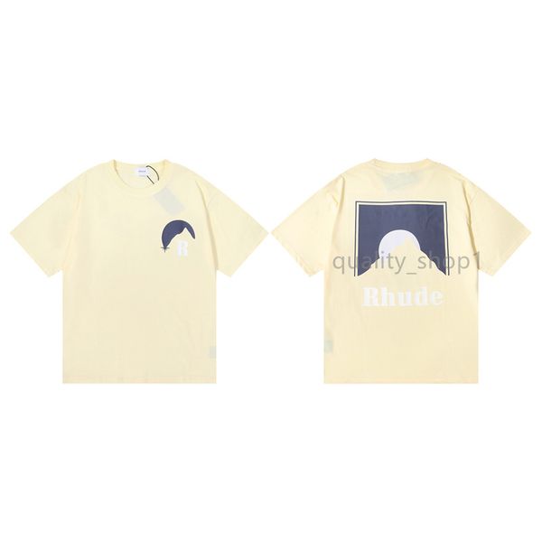 

new 2023 summer rhude mens womens designers t-shirts loose man womens casual shirt luxurys streetwear shorts sleeve mens womens tshirts, White;black