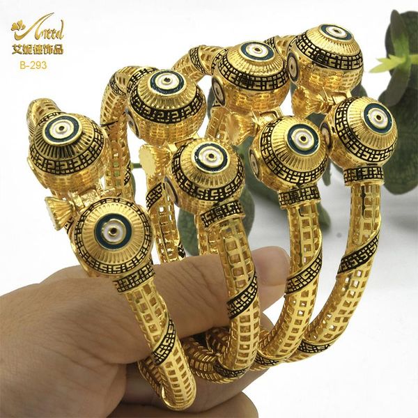 

bangle aniid 24k gold color indian bangle for women copper dubai jewellery designer bracelets luxury turkish evil eye bangles wedding, Black