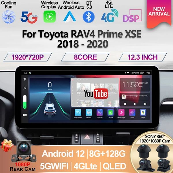 

for toyota rav4 prime xse 2018-2020 12.3inch android 12 screen car multimedia video player gps navigation radio carplay headunit-4