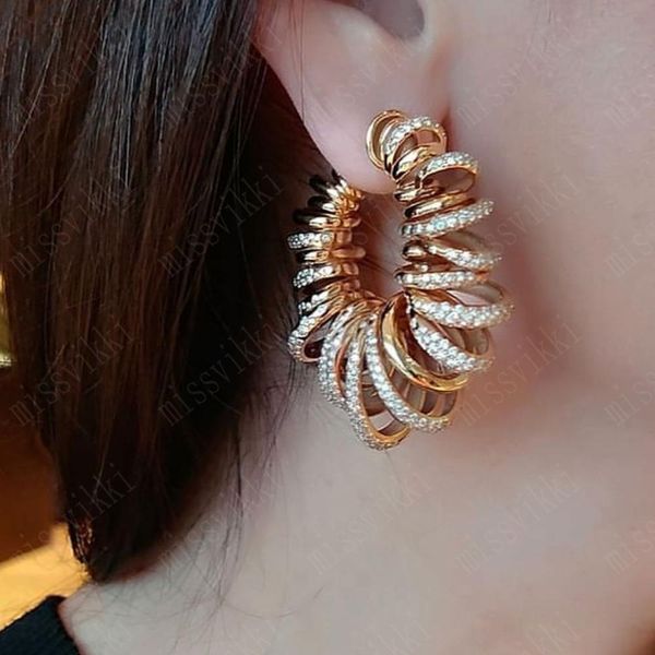 

huggie missvikki new design shiny gorgeous hoop earrings for women bridal wedding engagement anniversary party show earrings gift, Golden;silver