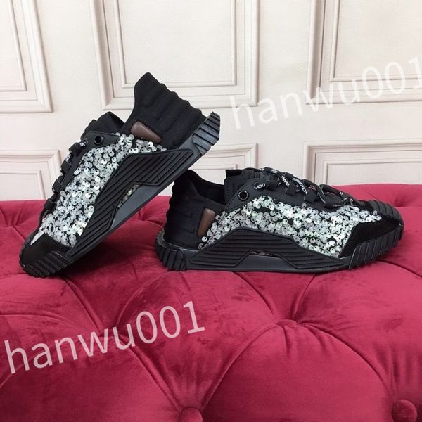 

2023 new luxury designer fashion mens casual shoes striped vintage shoe vintage trainers lace-up platform sneaker, Black