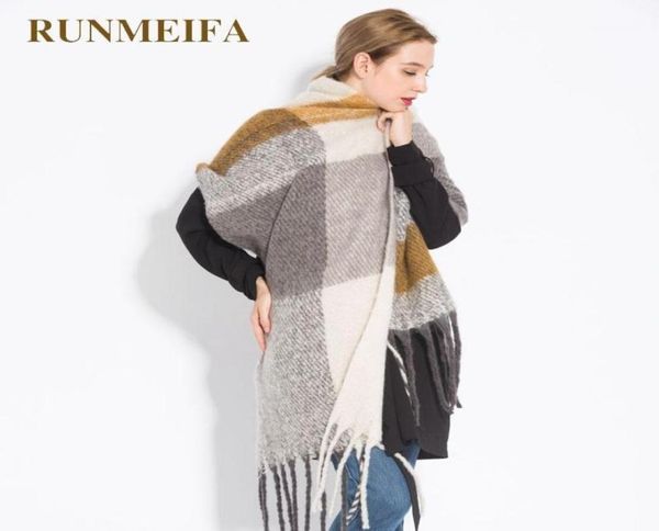 

runmeifa the brand new design women autumn winter generous sjaals fashion imitation of cashmere tassel shawl keep warm16551177, Blue;gray