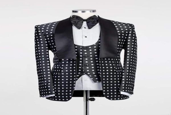 

new real picture one button black polka dot wedding groom tuxedos shawl lapel groomsmen mens dinner blazer suits jacketpantsves7190722, Black;gray
