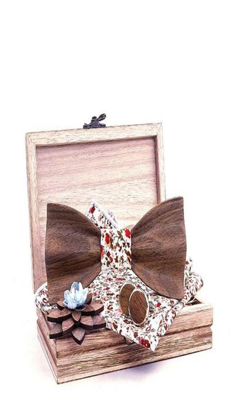 

bow ties sitonjwly manual wooden tie handkerchief cufflinks brooches set men39s wood bowtie suit wedding gravata cravate hommeb6834925, Black;gray