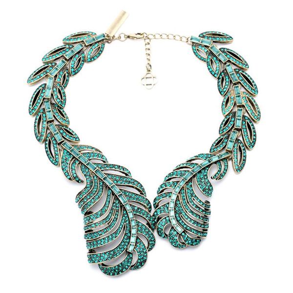 

necklaces feather shape statament bib wing collar torques necklaces, Silver