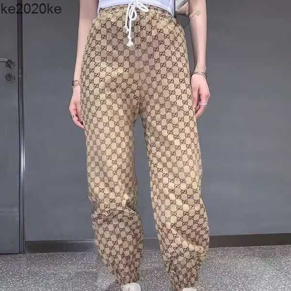 

21ss mens women designer jacquard pants spring summer men denim pant double letter casual letters trousers yellow etuq, Black