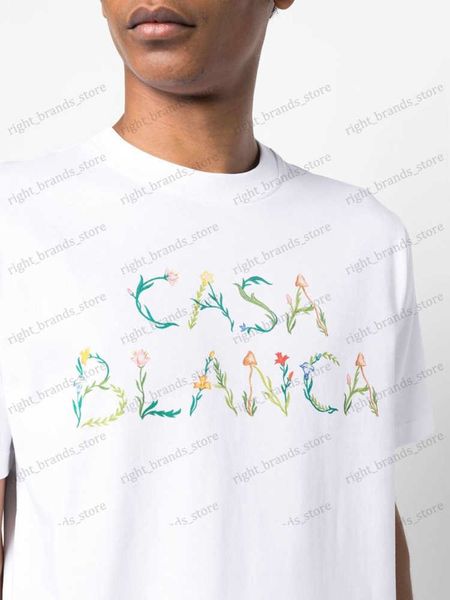 

men's t-shirts colorful floral letter casablanca print t shirt men women tennis club t-shirt cotton short sleeve t230523, White;black