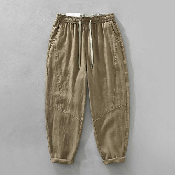 

linen pants for men's summer thin trend breathable loose fitting casual pants, Black