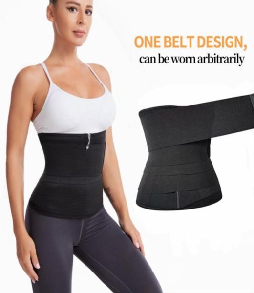 

waist support 2021 2 in 1 trainer women slimming sheath snatch me up bandage wrap body shaper tummy shapewear belt stretch bands6095766, Black;gray