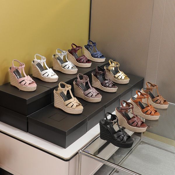 

brand sandals women's shaped heel wedge elegant shoes dress shoes party banquet leather dance metal logo, Black