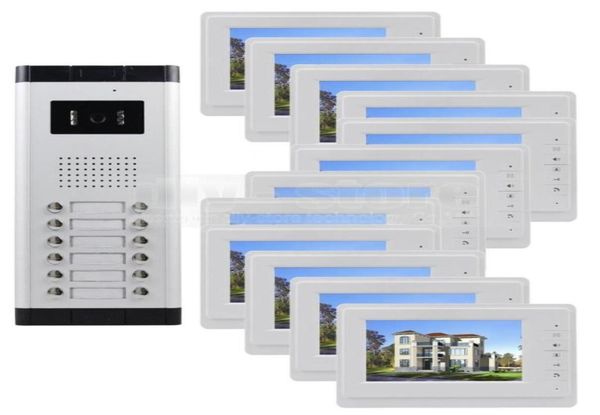 

video door phones quality 7quot 4wired apartment phone audio visual intercom entry system ir camera for 12 familiesvideo3596245