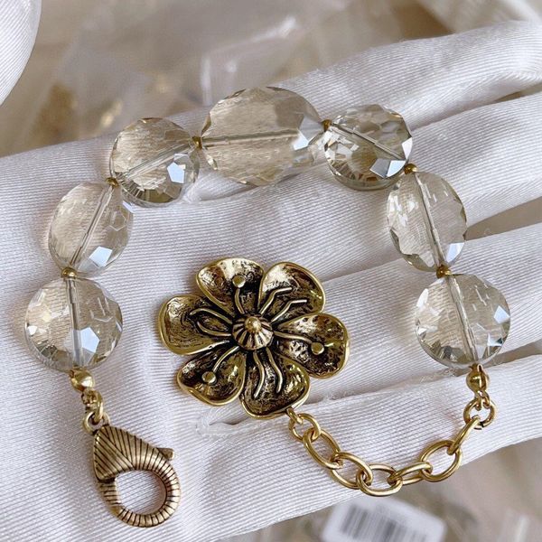 

bangle 2022 brand crystal bracelet with flower at the end bracelet mobile platinum and rose goldjewellery, Black