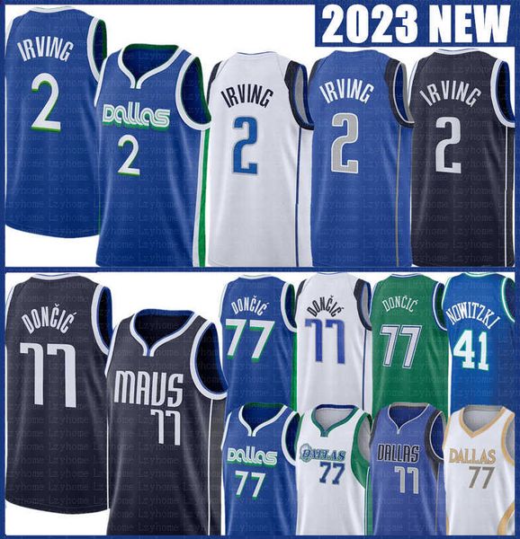 

luka doncic kyrie irving basketball jerseys dirk nowitzki maverick city 77 11 blue black edition green jersey 202, Black;red