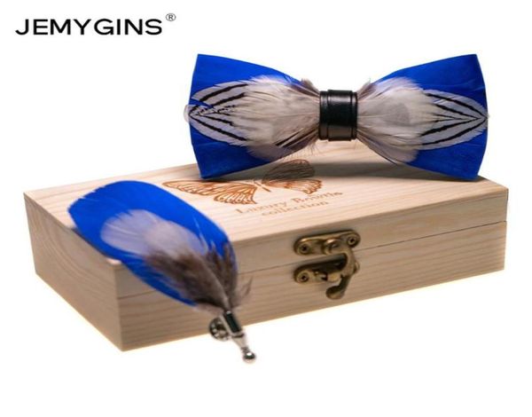 

bow ties jemygins novelty fashion hand made men tie blue white striped feather bowties gift for wedding party chirstmas set7300918, Black;gray