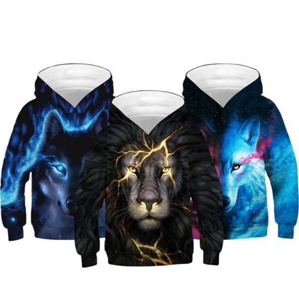 

hoodies sweatshirts 4 14 years kids autumn 3d thunder lion wolf 2208243693504, Black
