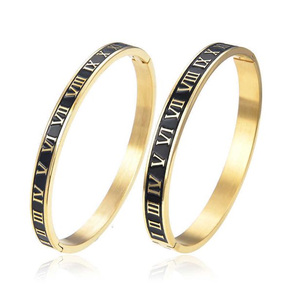 

jewelry fashion men's and women's roman numerals stainless steel black drip bracelet popular titanium