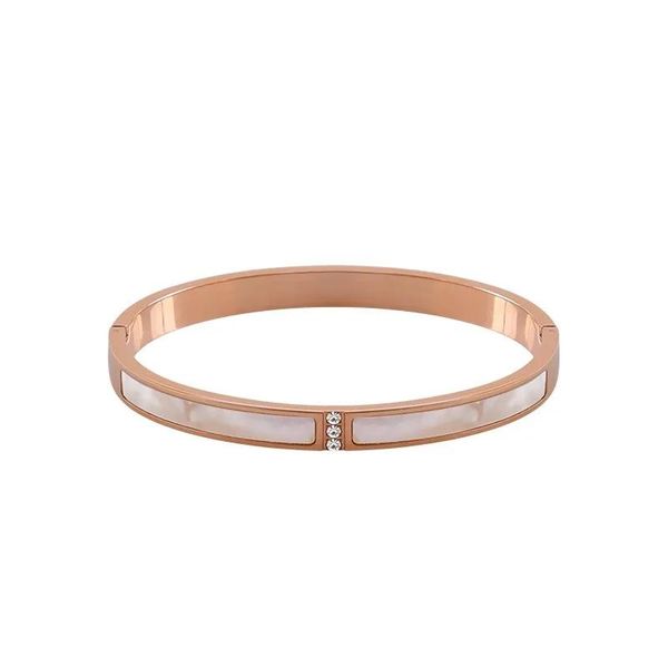 

bangle simple fashion rose gold shell open titanium steel bracelet, Black