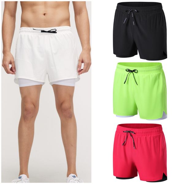 

LU Short Pants Men's Sports Double Layer Anti Walking Gym Shorts Marathon Running Training Triad Summer Adult Tennis Pocket Beach Pants Choseyoga, Camel