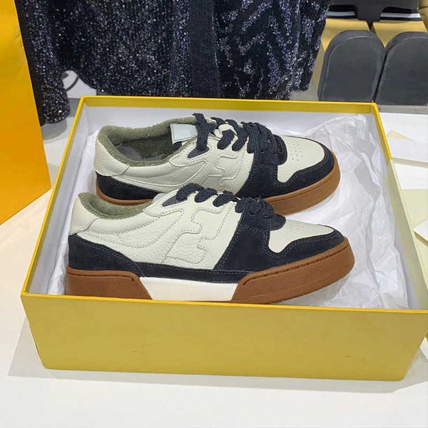 

fd classic genuine leather thick sole sports shoes panda color matching black and white couple moral training shoes small white board shoes