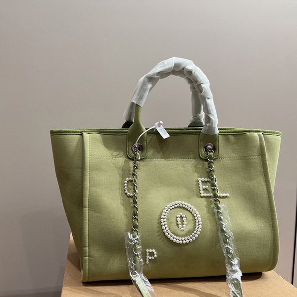 

beach bag tote designer tote luxurys handbags shopping shoulder messenger bag handbag mixed fibers large capacity purse pearl embroidery wit