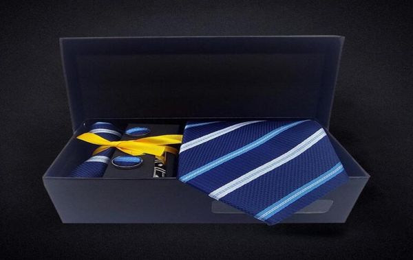 

2019 new business suit tie creative tie set gift box polyester yarndyed tie pocket towel cufflinks8867231, Red;black
