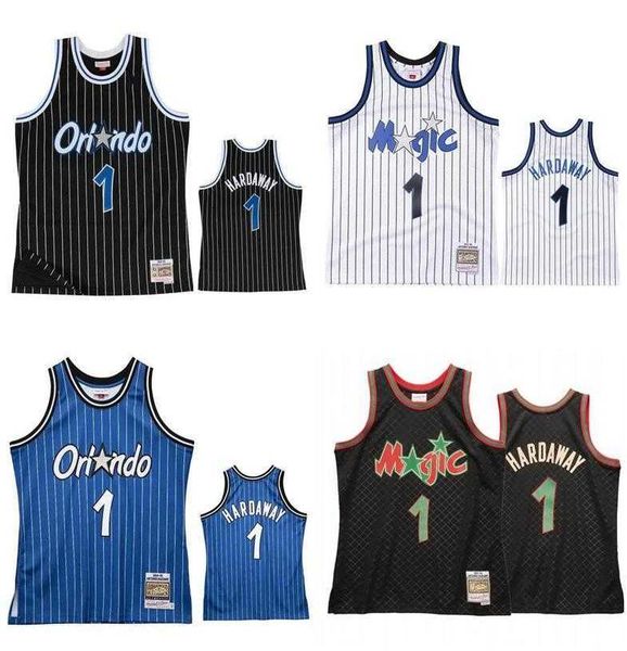 

basketball jerseys penny hardaway white blue black stripes mitchell & ness hardwoods classics retro men women youth throwback, Black;red