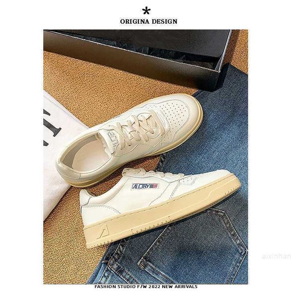 

all cow leather~2022 new korean minority casual and versatile sports leather autry small white shoes women's thick sole