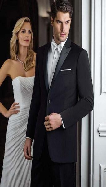 

new latest coat pant designs black men suit for wedding satin peaked lapel formal groom tuxedo mens blazer jacket suits 2 piece 571252969, Black;gray
