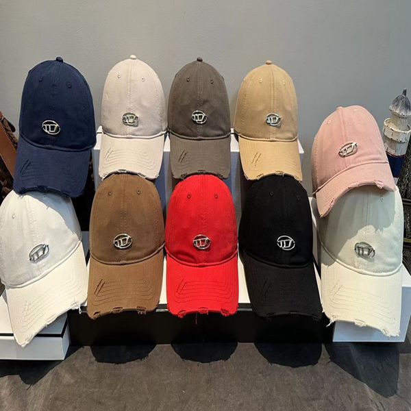 

fashion couple designer ball cap summer vacation travel sports metal letter printing washed and worn out style casquette, Blue;gray