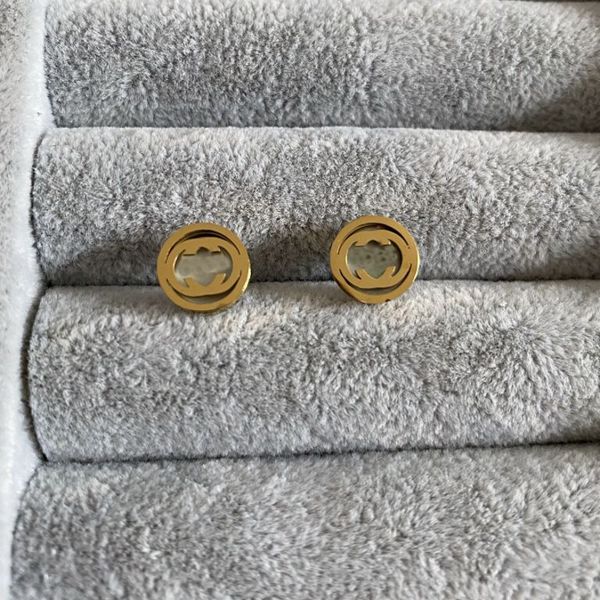 

3 colors women designer studs cute size white shell stainless steel luxury earrings, Golden;silver