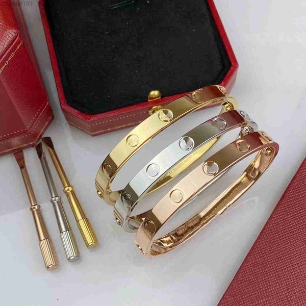 

with box set love bracelets bangle silver rose gold bracelet stainless steel women men screwdriver designer couple jewelry, Black