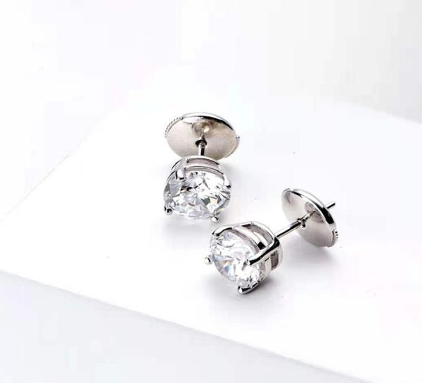 

hbp four claw single drill earrings female round pure silver gold plating simple one carat diamond light luxury temperame8723199, Golden