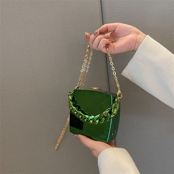 

waist bags luxury green party evening clutch for women shoulder crossbody lipstick box design mini purses and handbags 230522