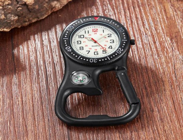 

luminous outdoor sport clock clipon carabiner pocket watch nurse watch multifunction bottle opener for doctors chefs9498560, Slivery;golden