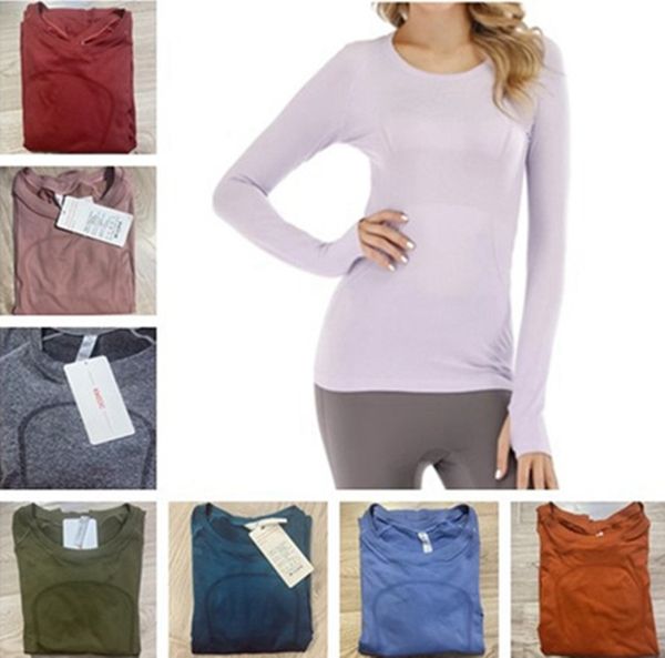 

lu-009 women's long sleeve sports yoga t-shirt comprehensive sports switch workout gym clothes solid color sports yoga 2023top