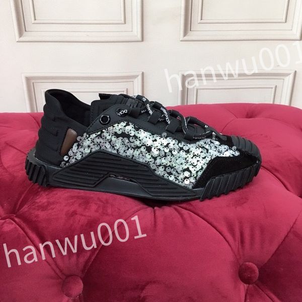 

2023 new luxury designer fashion mens casual shoes striped vintage shoe vintage trainers lace-up platform sneaker, Black